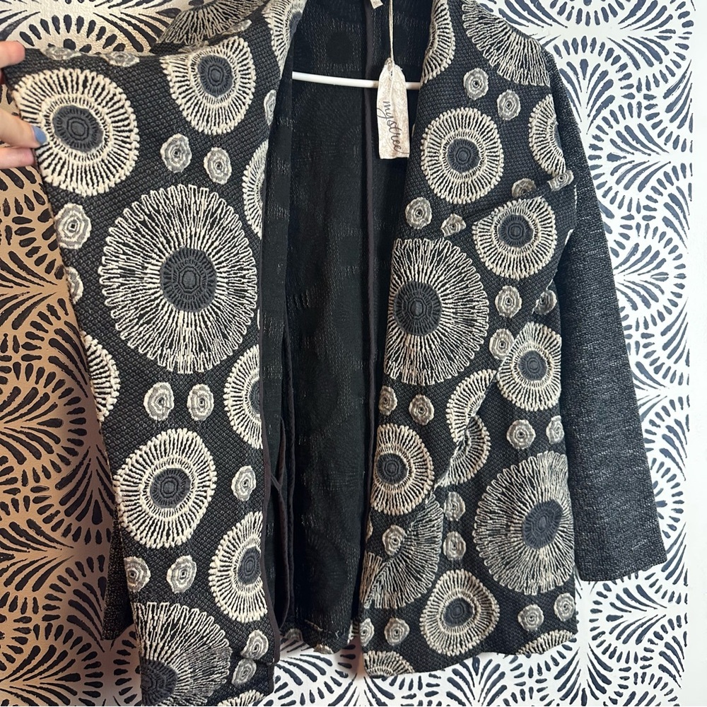 Mystree Bohemian Open Front Cardigan With Pockets FLAW - Picture 3 of 13